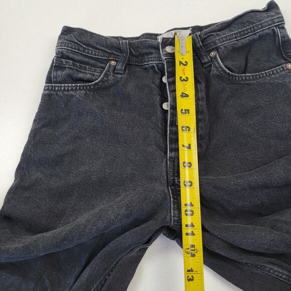 We The Free High Waisted Wide Leg Crop Jeans Womens 27 Black Button Fly Flare - Picture 9 of 14